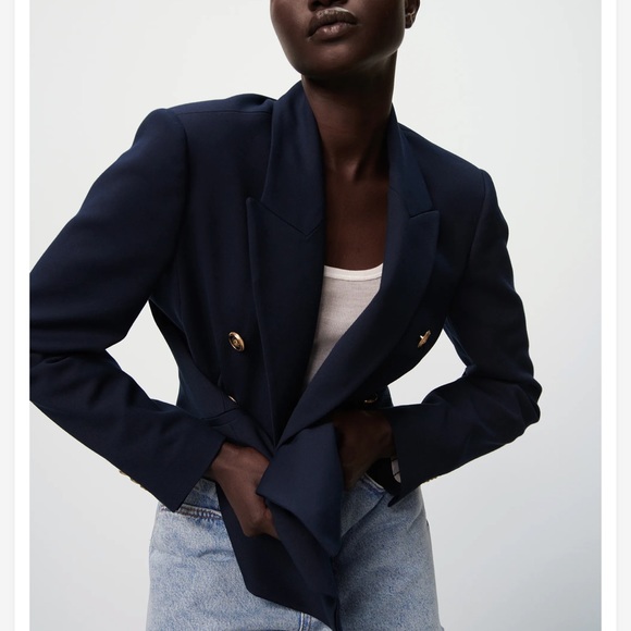 ZARA Double Breasted Gold Buttoned Blazer XS - Picture 9 of 13